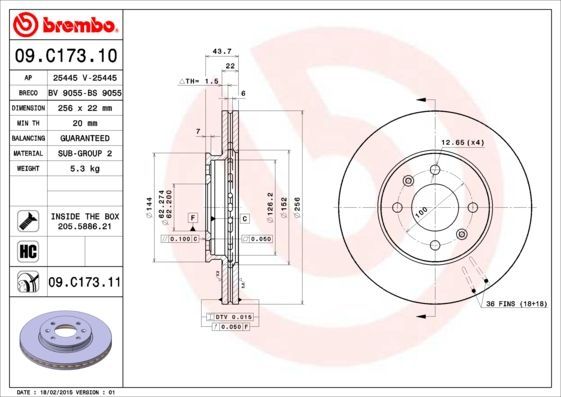 Stabdžių diskas BREMBO 09.C173.11
