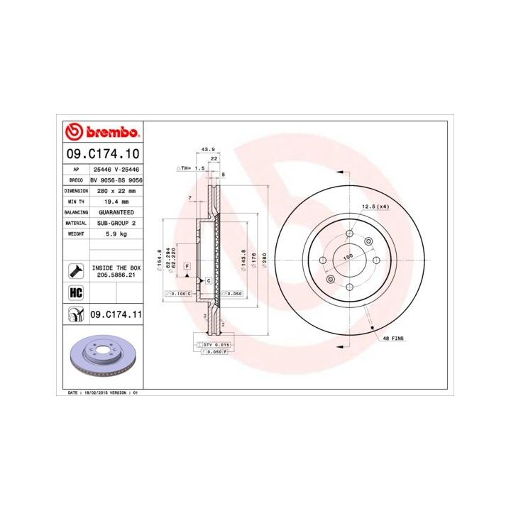 Stabdžių diskas BREMBO 09.C174.10