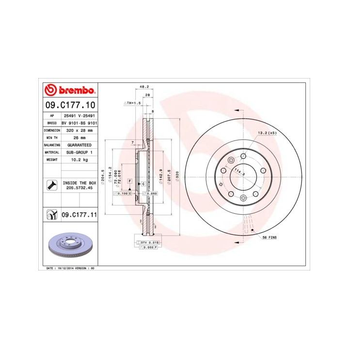 Stabdžių diskas BREMBO 09.C177.11