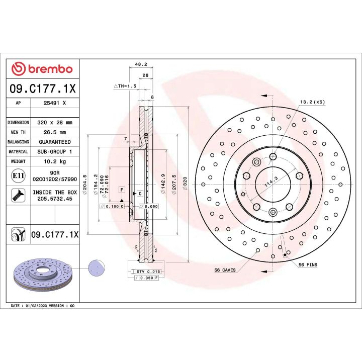Stabdžių diskas BREMBO 09.C177.1X
