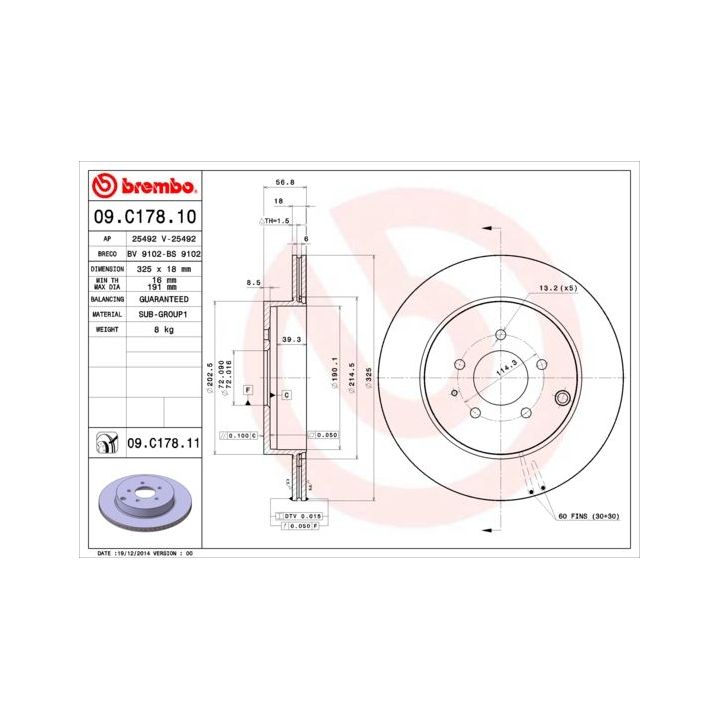 Stabdžių diskas BREMBO 09.C178.11