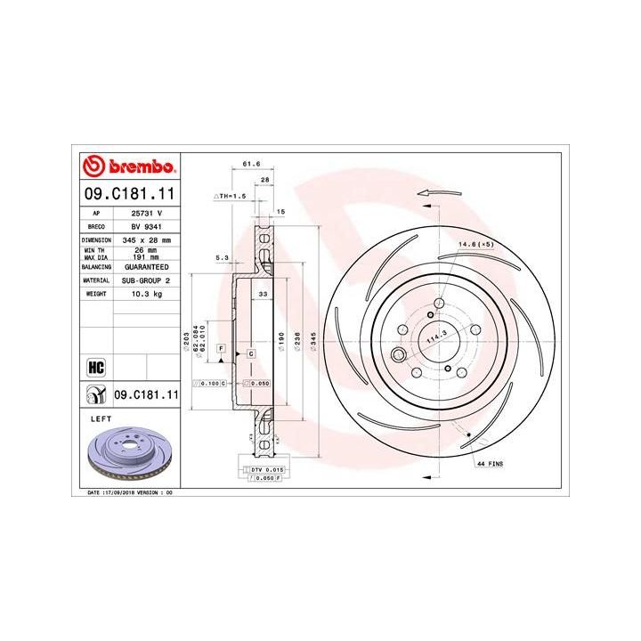 Stabdžių diskas BREMBO 09.C181.11