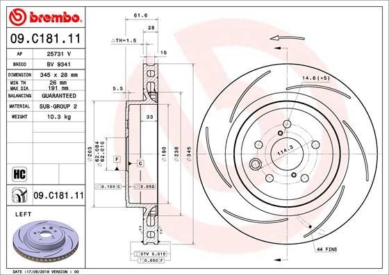 Stabdžių diskas BREMBO 09.C181.11