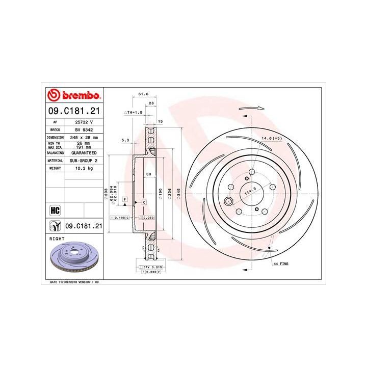 Stabdžių diskas BREMBO 09.C181.21