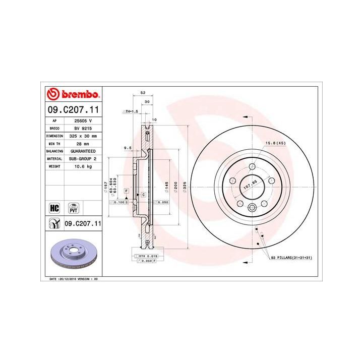 Stabdžių diskas BREMBO 09.C207.11