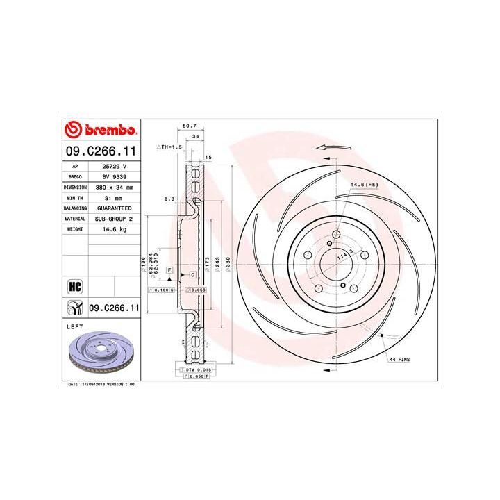 Stabdžių diskas BREMBO 09.C266.11