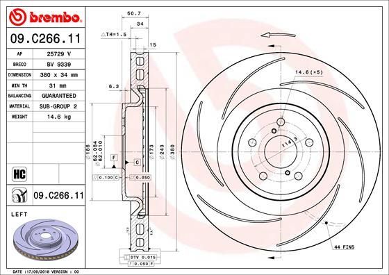 Stabdžių diskas BREMBO 09.C266.11