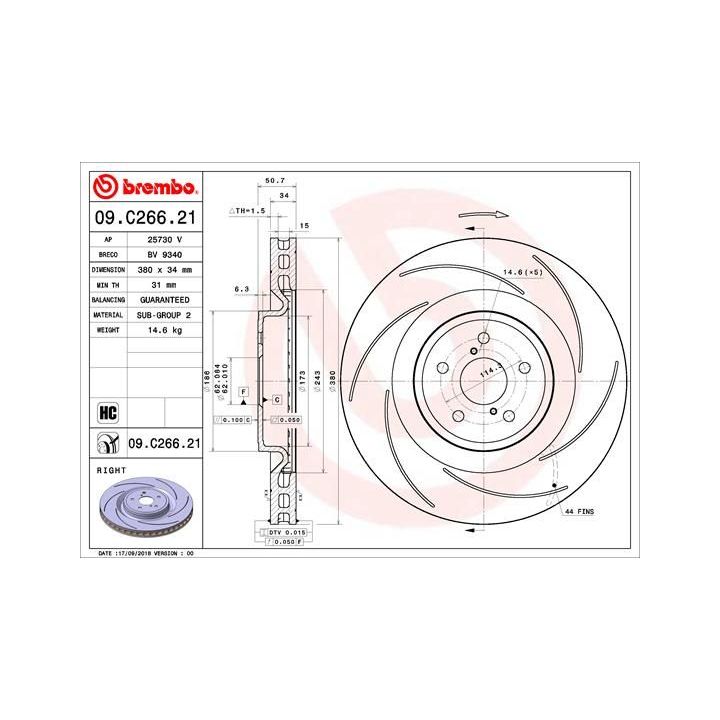 Stabdžių diskas BREMBO 09.C266.21