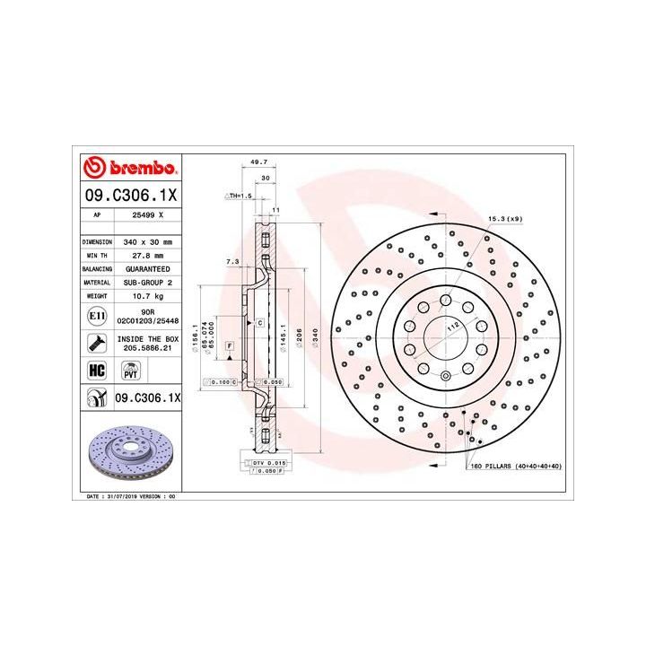 Stabdžių diskas BREMBO 09.C306.1X