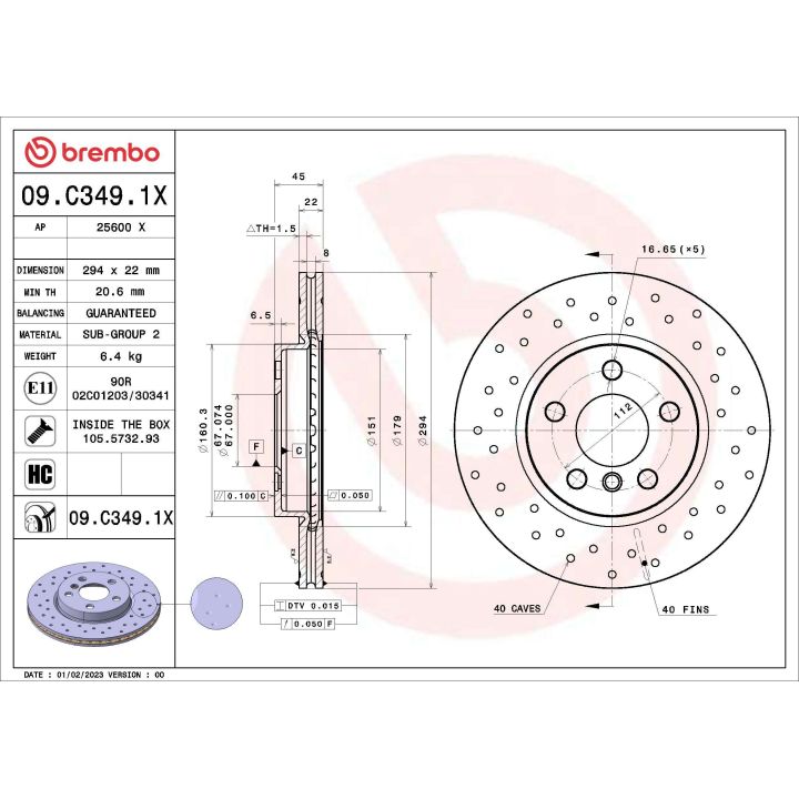 Stabdžių diskas BREMBO 09.C349.1X