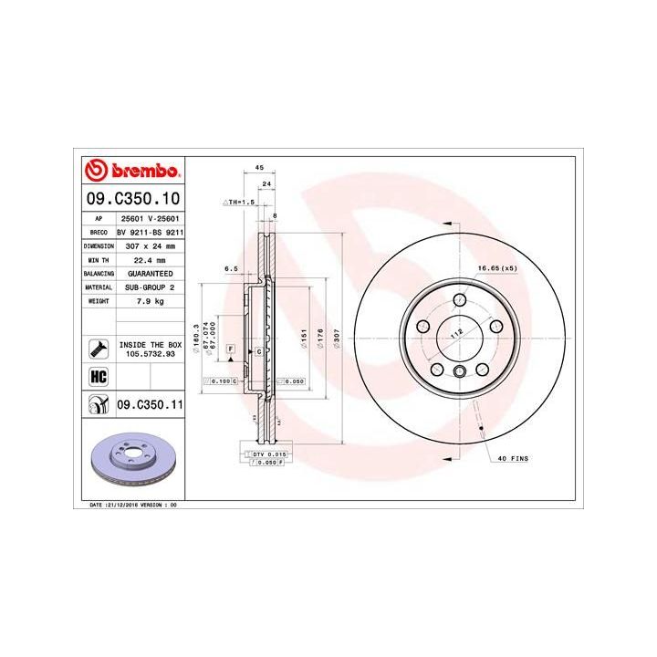 Stabdžių diskas BREMBO 09.C350.11