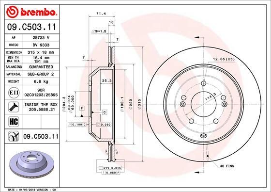 Stabdžių diskas BREMBO 09.C503.11