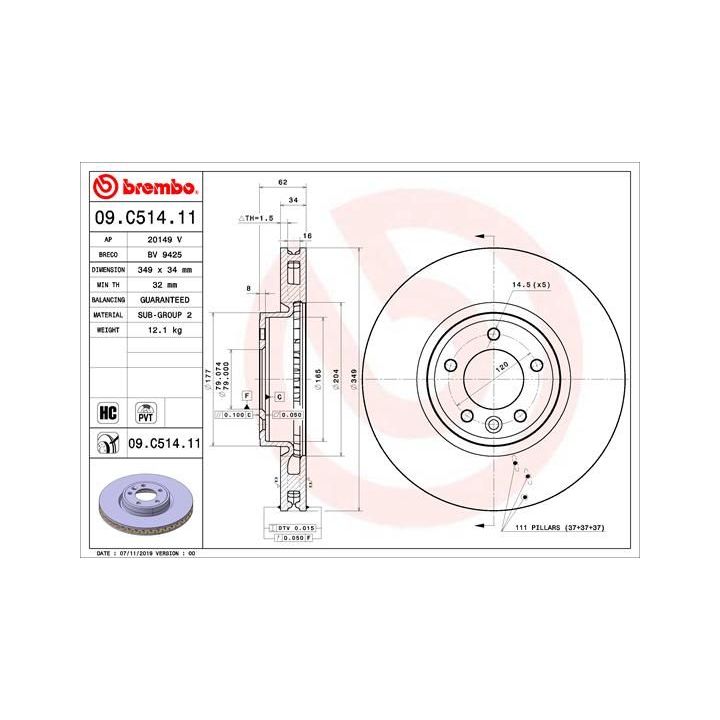Stabdžių diskas BREMBO 09.C514.11
