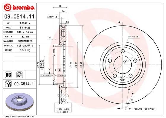 Stabdžių diskas BREMBO 09.C514.11