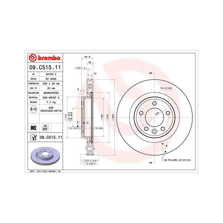 Stabdžių diskas BREMBO 09.C515.11