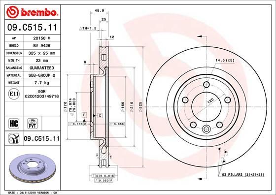 Stabdžių diskas BREMBO 09.C515.11