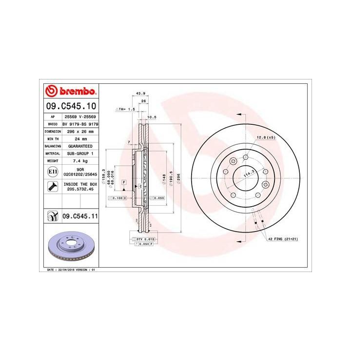 Stabdžių diskas BREMBO 09.C545.11