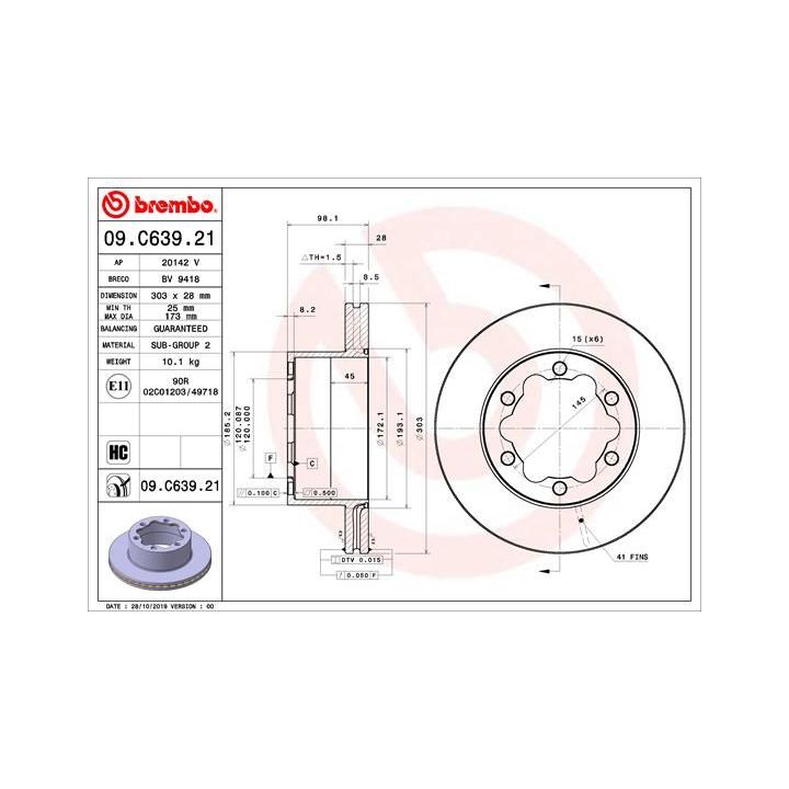 Stabdžių diskas BREMBO 09.C639.21