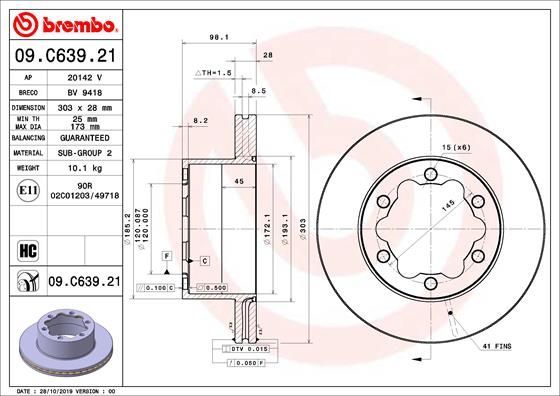 Stabdžių diskas BREMBO 09.C639.21