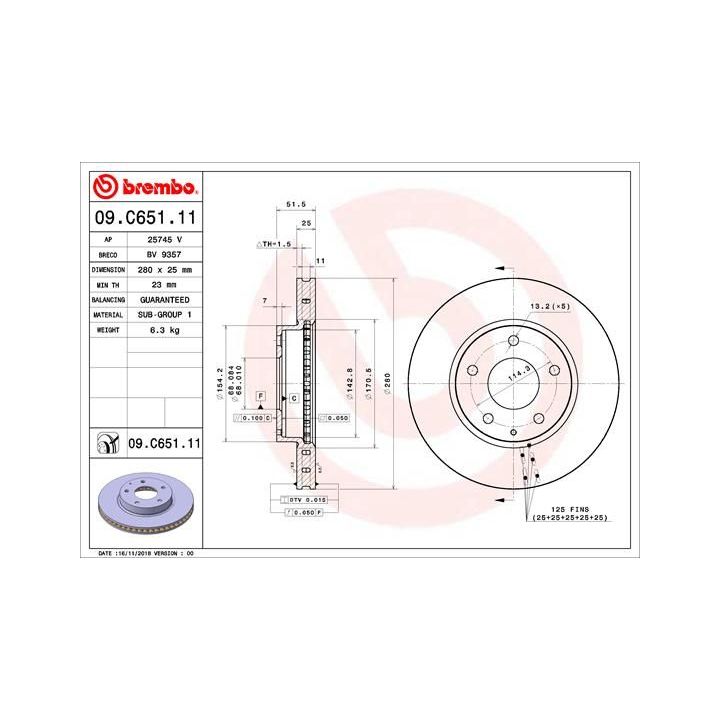 Stabdžių diskas BREMBO 09.C651.11
