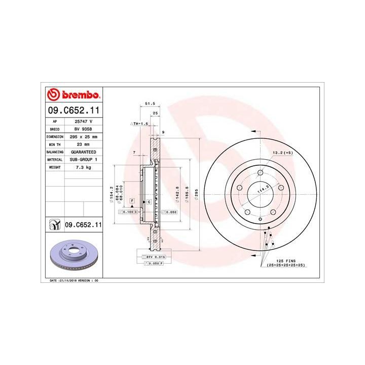 Stabdžių diskas BREMBO 09.C652.11