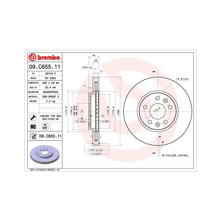 Stabdžių diskas BREMBO 09.C655.11