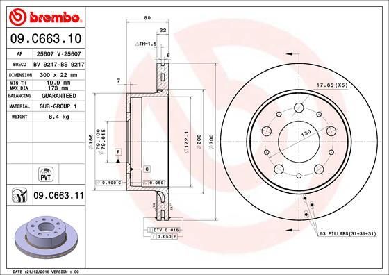 Stabdžių diskas BREMBO 09.C663.11