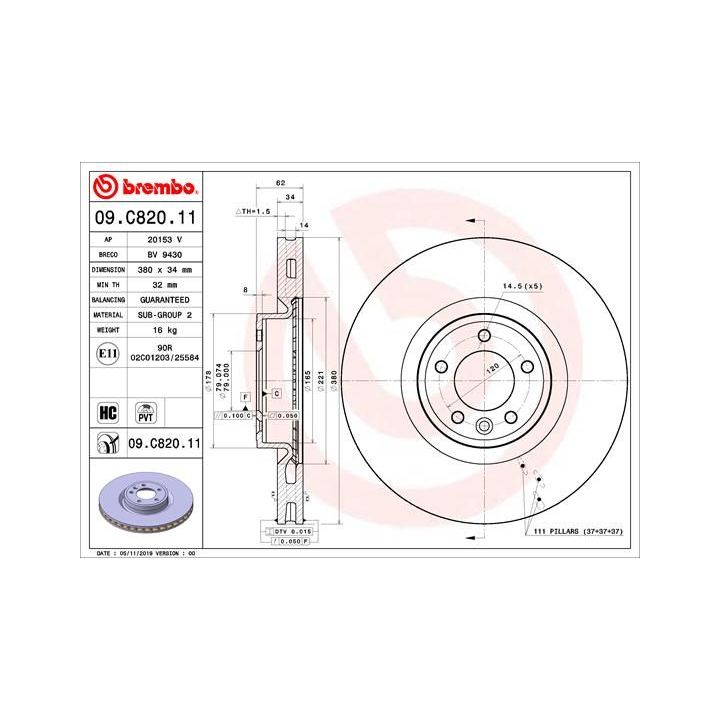 Stabdžių diskas BREMBO 09.C820.11