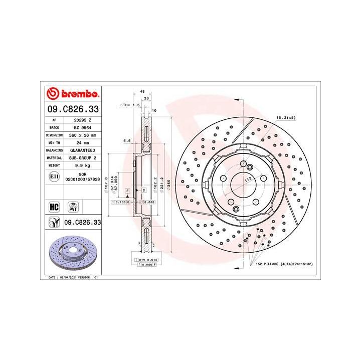 Stabdžių diskas BREMBO 09.C826.33