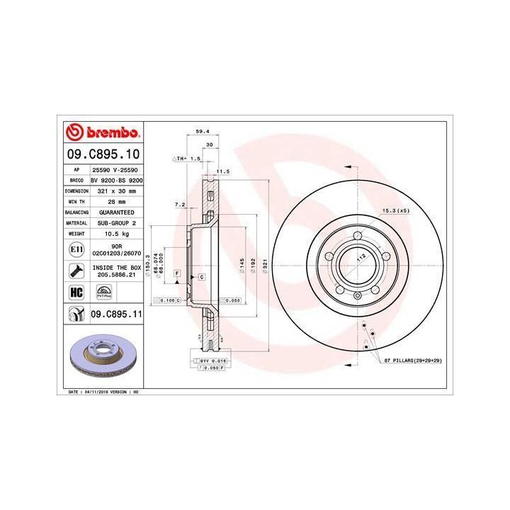 Stabdžių diskas BREMBO 09.C895.11