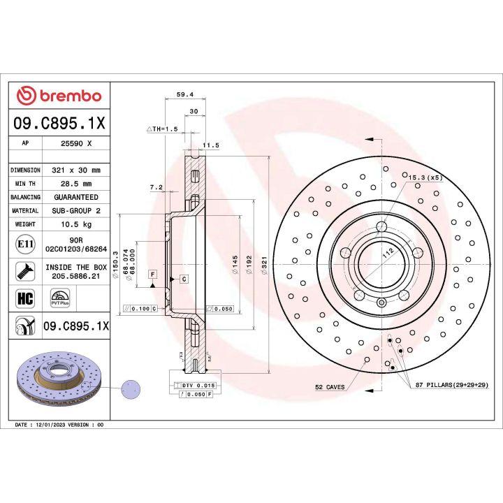 Stabdžių diskas BREMBO 09.C895.1X