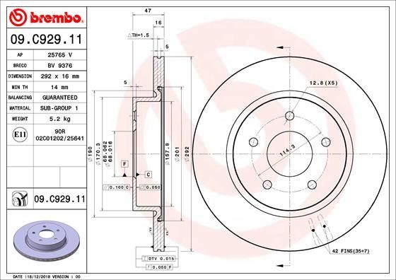 Stabdžių diskas BREMBO 09.C929.11