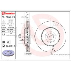 Stabdžių diskas BREMBO 09.C981.23
