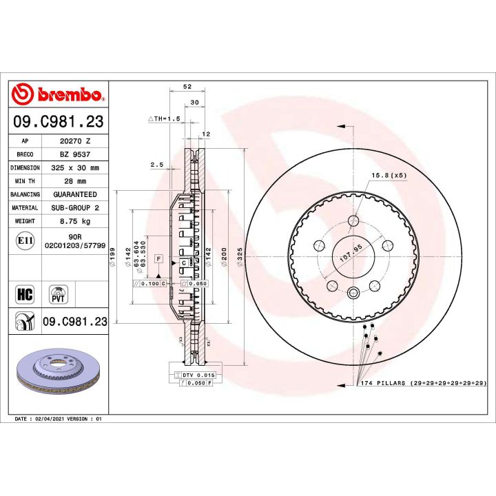 Stabdžių diskas BREMBO 09.C981.23