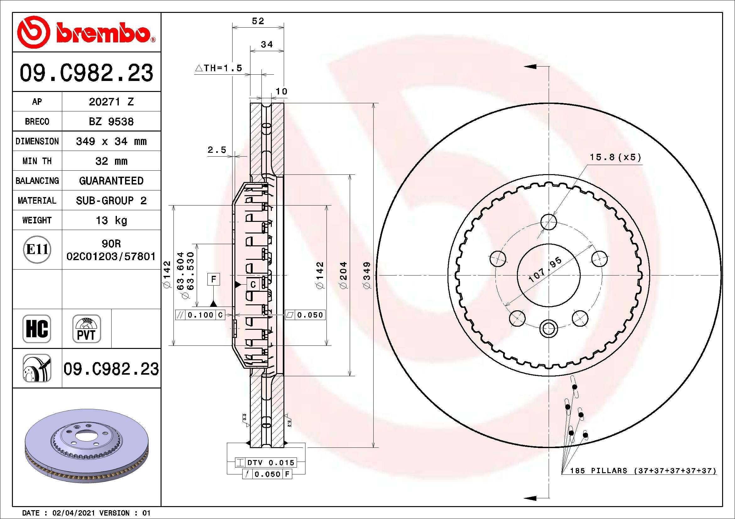 Stabdžių diskas BREMBO 09.C982.23