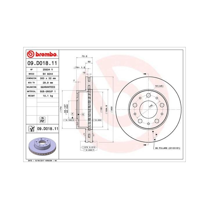 Stabdžių diskas BREMBO 09.D018.11