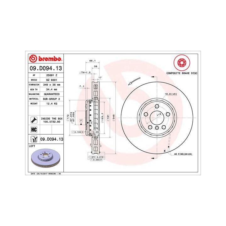 Stabdžių diskas BREMBO 09.D094.13