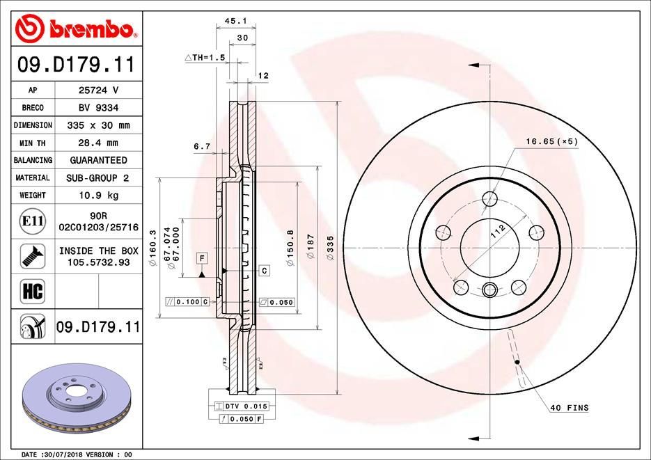 Stabdžių diskas BREMBO 09.D179.11