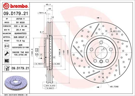 Stabdžių diskas BREMBO 09.D179.21