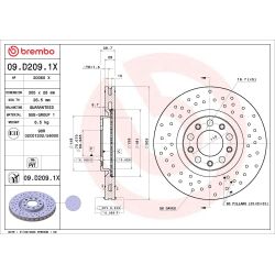 Stabdžių diskas BREMBO 09.D209.1X