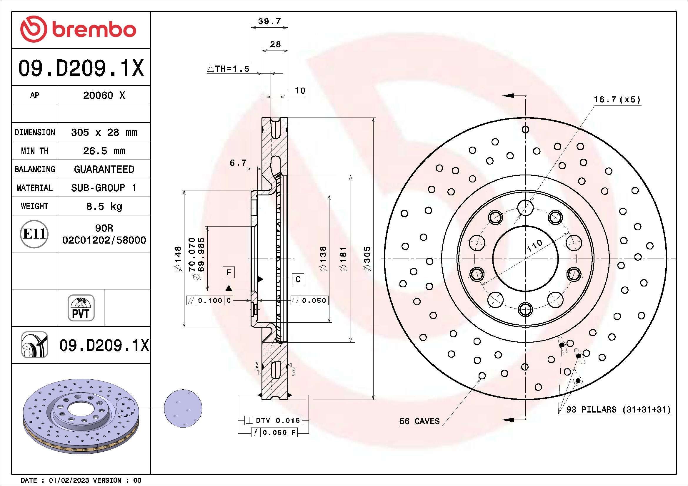 Stabdžių diskas BREMBO 09.D209.1X