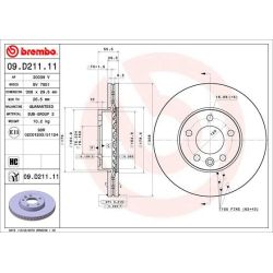 Stabdžių diskas BREMBO 09.D211.11