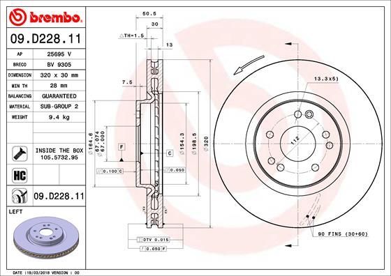 Stabdžių diskas BREMBO 09.D228.11