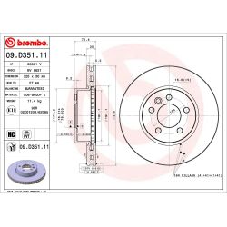 Stabdžių diskas BREMBO 09.D351.11
