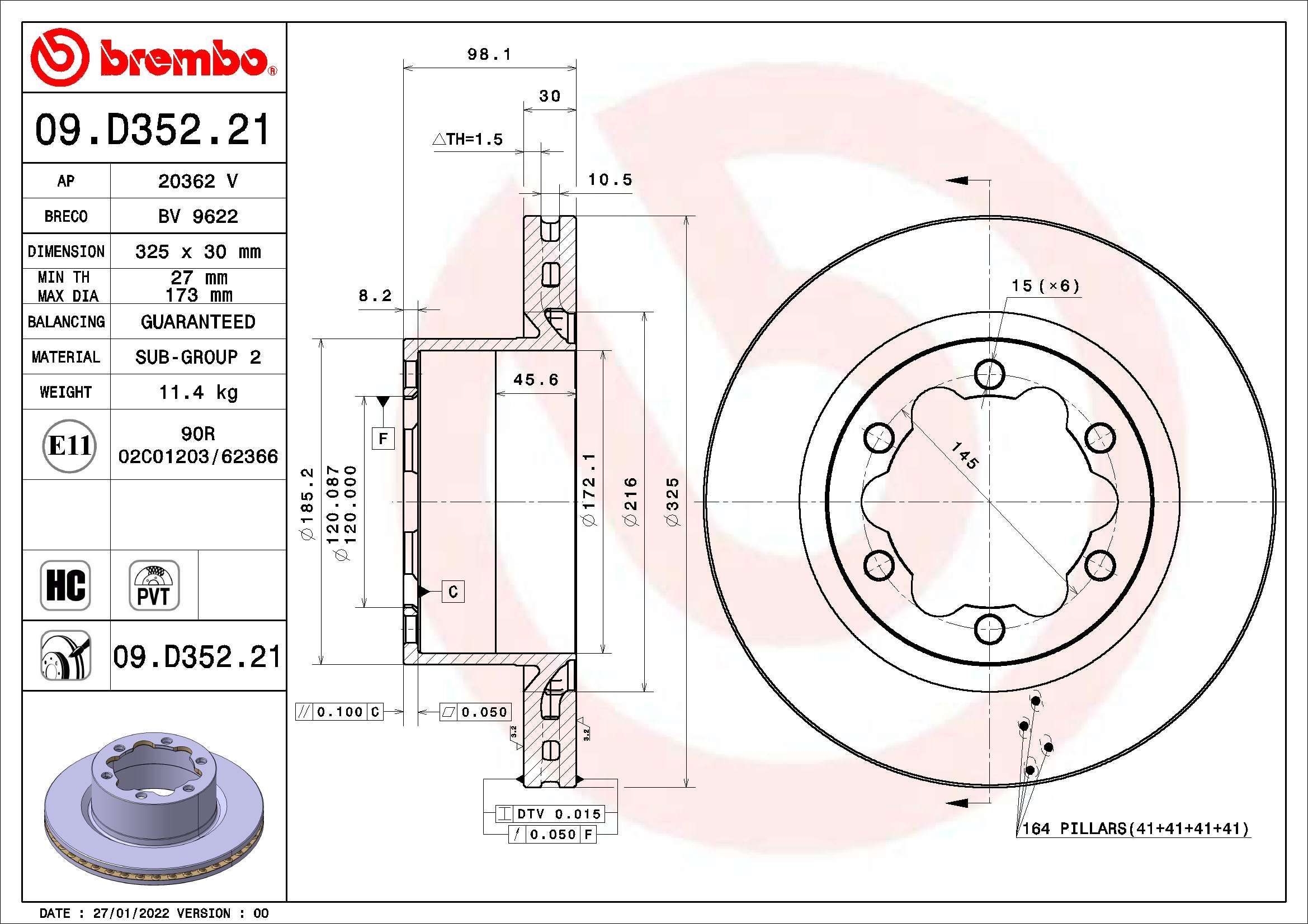 Stabdžių diskas BREMBO 09.D352.21