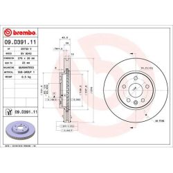 Stabdžių diskas BREMBO 09.D391.11