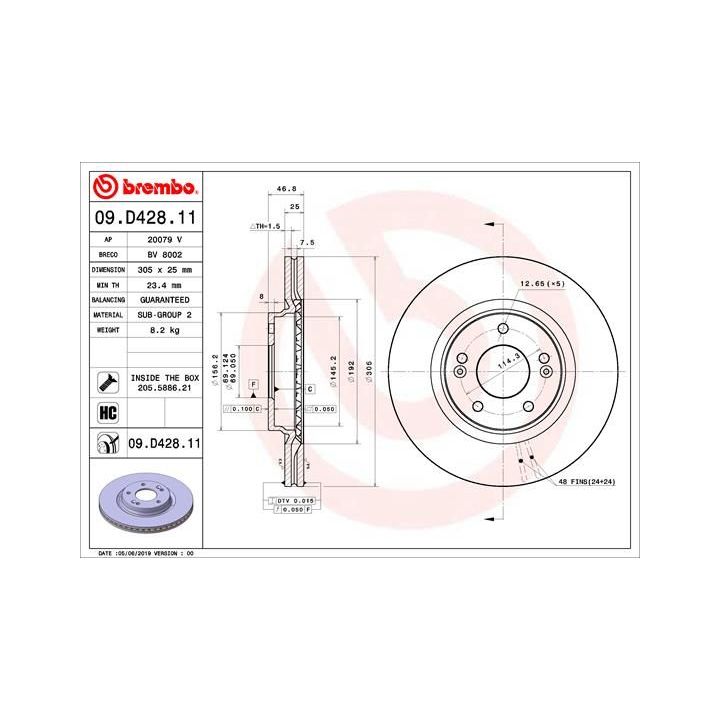Stabdžių diskas BREMBO 09.D428.11