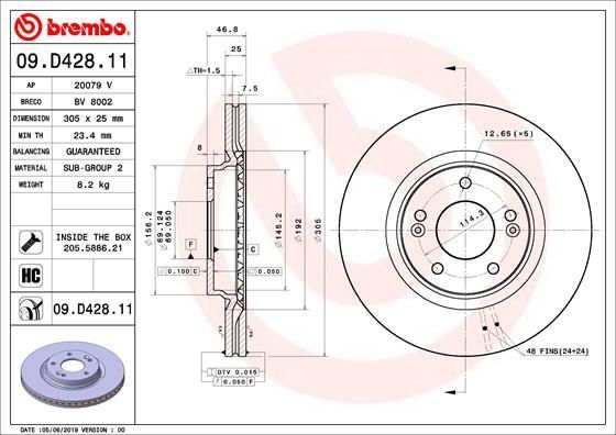 Stabdžių diskas BREMBO 09.D428.11
