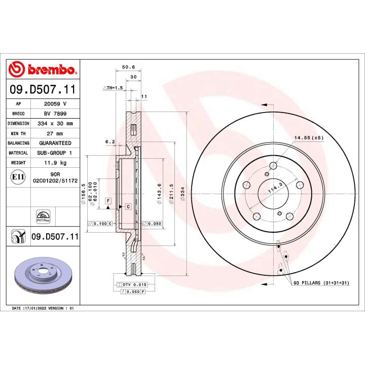Stabdžių diskas BREMBO 09.D507.11