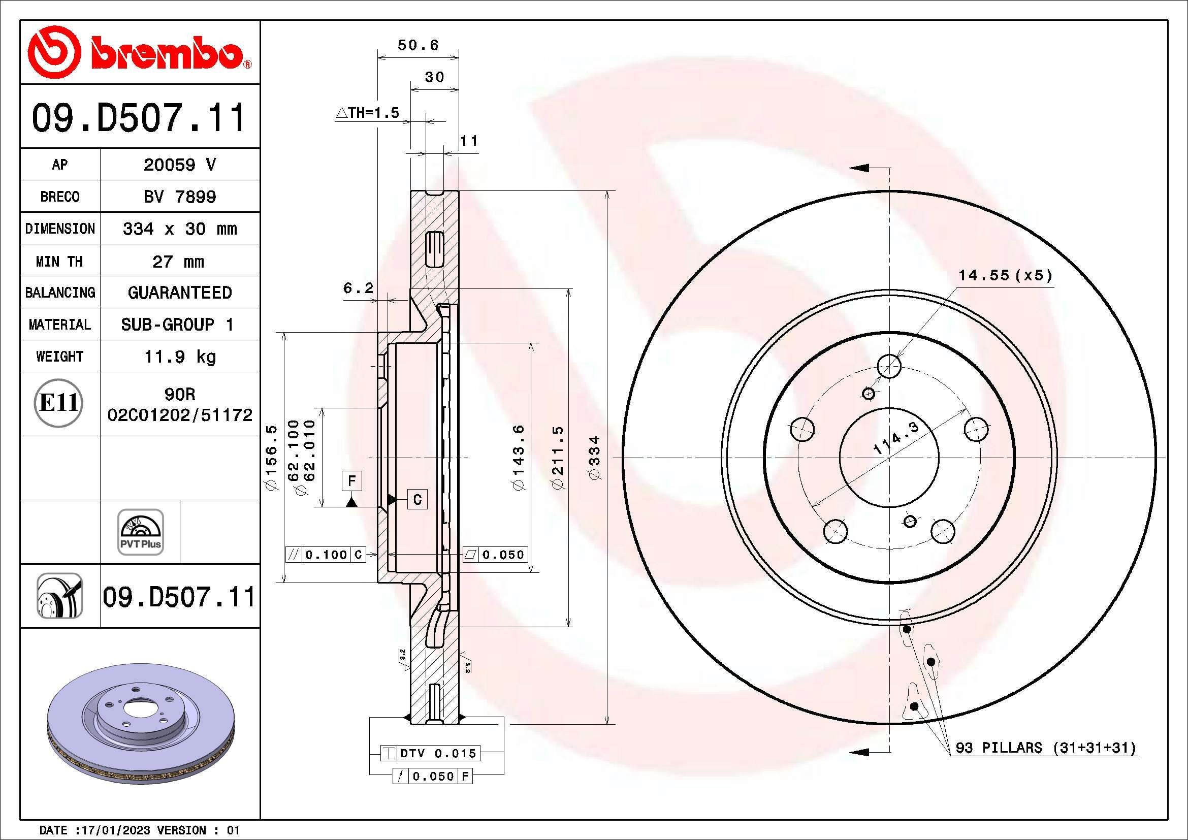 Stabdžių diskas BREMBO 09.D507.11